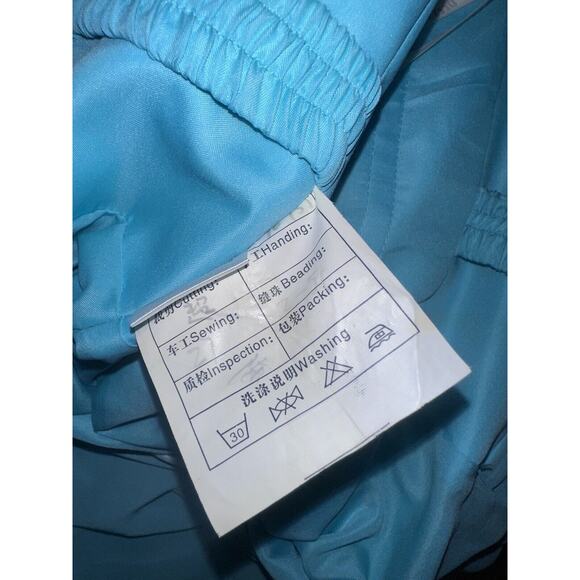 Deb Dressss Prom Formal Blue Rhinestone Hand Beaded Chiffon Dress Gown Sz 4 - Picture 14 of 16